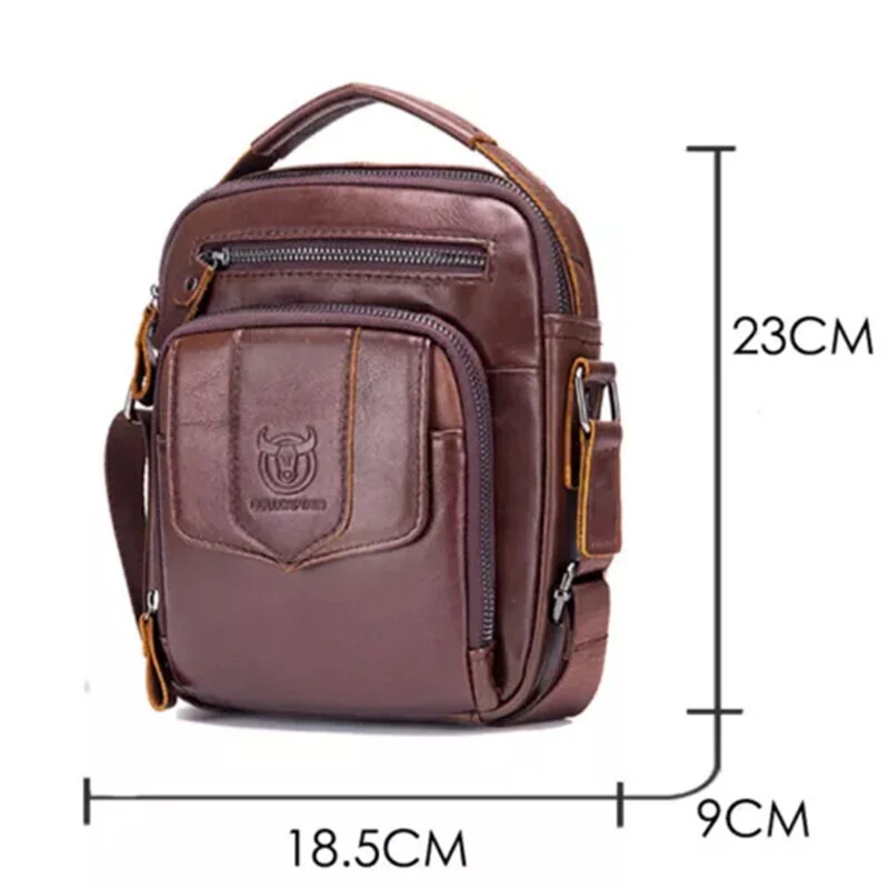 (image for) BULLCAPTAIN Genuine Leather Messenger Bag for Men Adjustable Shoulders Sling Crossbody Bags for Travel Work Business Handbag